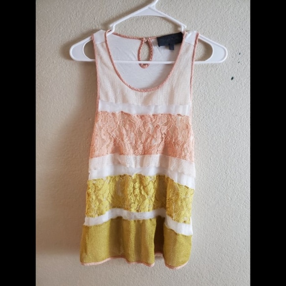 Sunday in Brooklyn Lace Striped Boho Tank Top - Picture 2 of 5